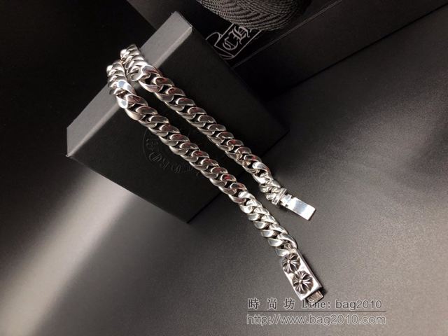chrome hearts銀飾 925純銀 純手工製作染黑拋光 克羅心鎖骨項鏈  gjc1547